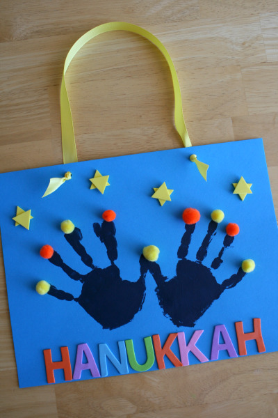 Handprint Menorah to Celebrate Hanukkah